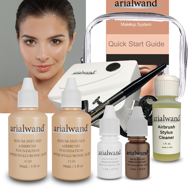Basic Kit, MEDIUM Complexion - with 2pc-1.00 oz Foundation Set, Primer, Bronzer and Cleaner