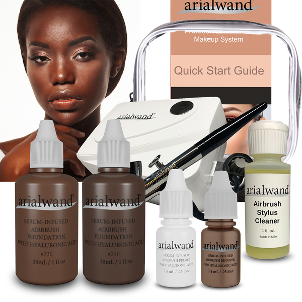 Basic Kit, DEEP 2 Complexion - with 2pc-1.00 oz Foundation Set, Primer, Bronzer and Cleaner