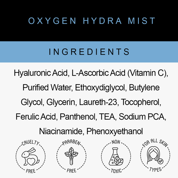 Oxygen Hydra Mist (Hyaluronic Acid, Ferulic Acid, L-Ascorbic Acid) 1 oz